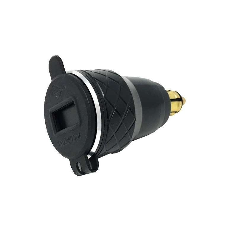 Interphone Doppel-USB 12V DIN Adapter Alu + Voltmeter Anzeige