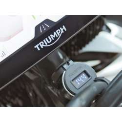 Interphone Adaptateur DIN Double USB 12V Alu + indicateur voltmètre