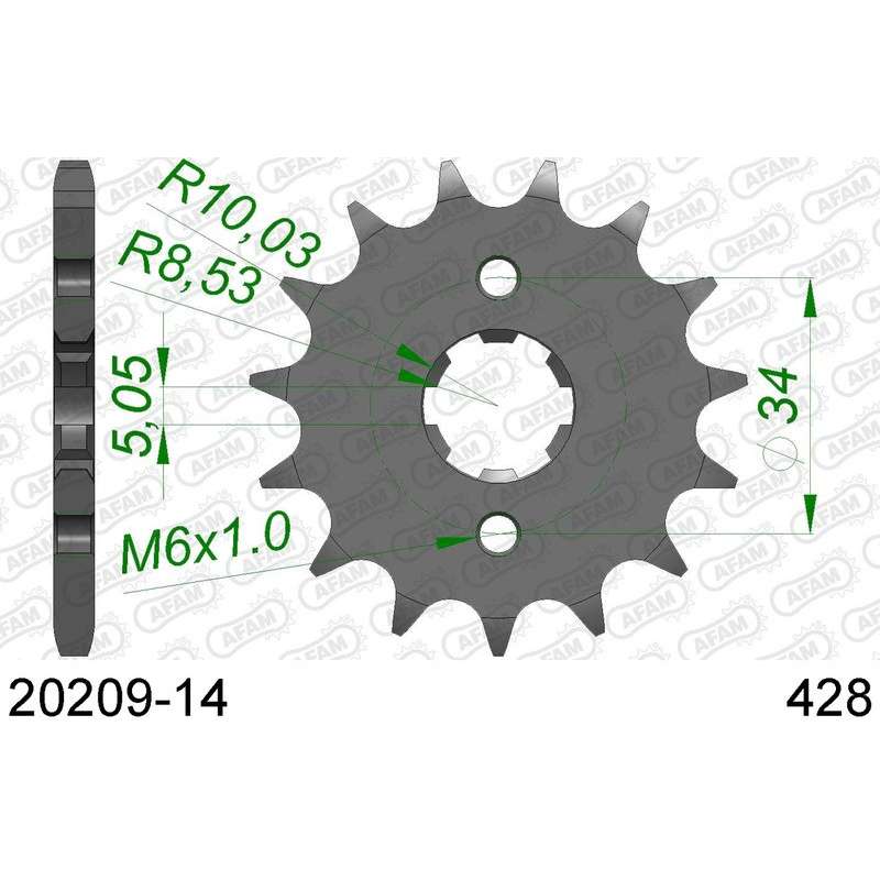 DC AFAM Pignon 428 avec 14 dents
