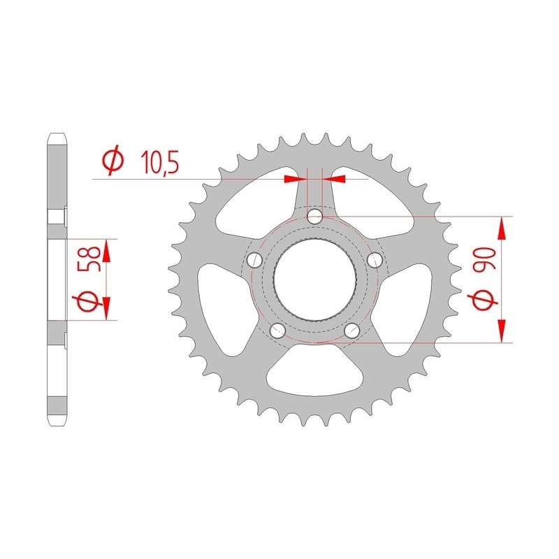 DC AFAM Couronne Inox 520 (40 dents)