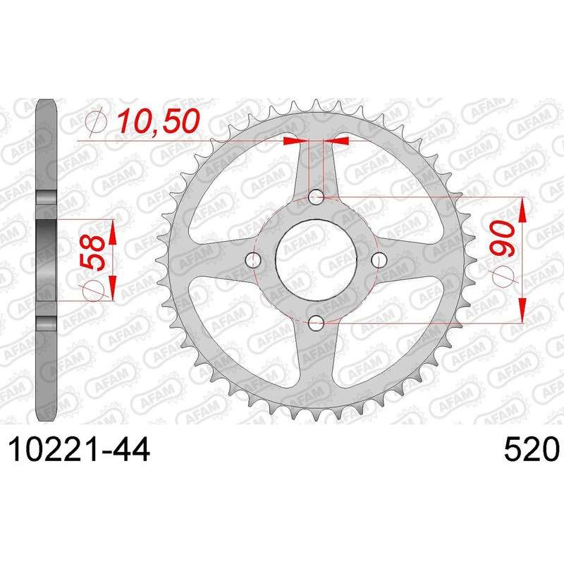 DC AFAM Couronne Inox 520 (44 dents)