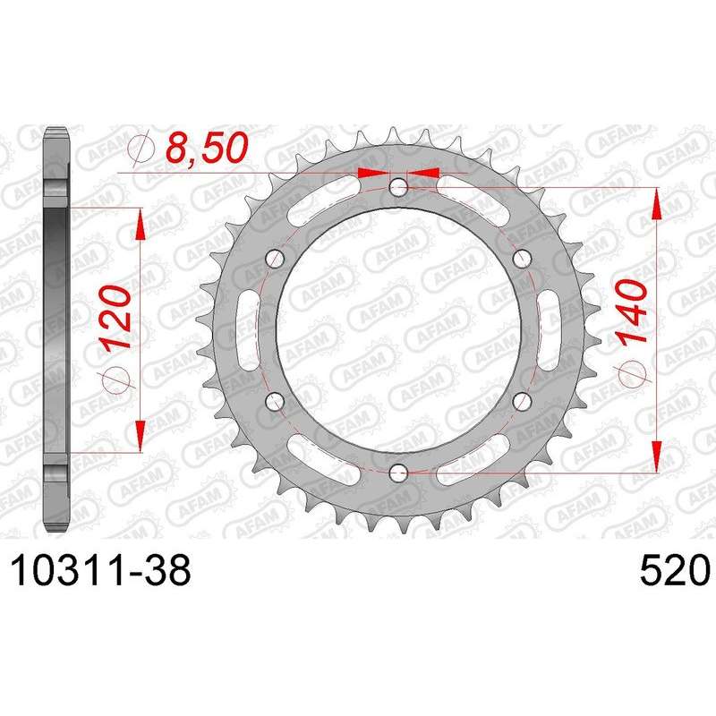 DC AFAM Couronne Inox 520 (38 dents)