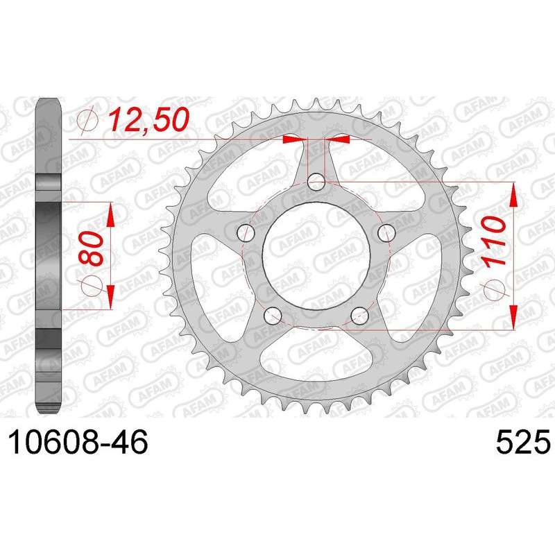 DC AFAM Couronne Inox 525 (46 dents)