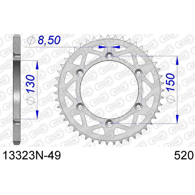 DC AFAM Couronne Aluminium 520 (49 dents)