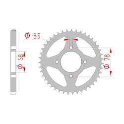 DC AFAM Couronne Inox 428 (47 dents)