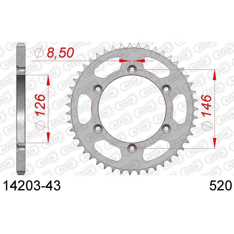 DC AFAM Couronne Inox 520 (43 dents)