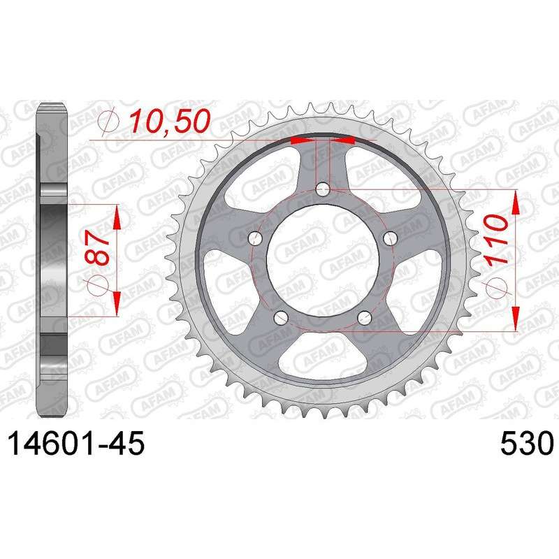 DC AFAM Couronne Inox 530 (45 dents)