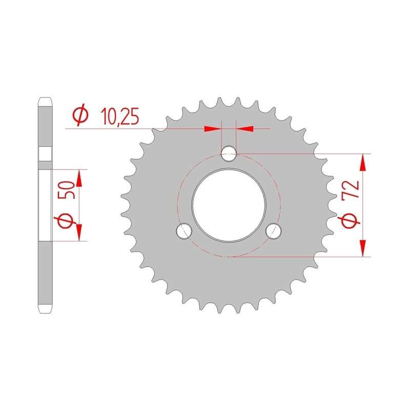 DC AFAM Couronne Aluminium 428 S/C (51 dents)