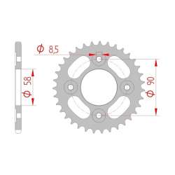 DC AFAM Couronne Aluminium 428 S/C (51 dents)