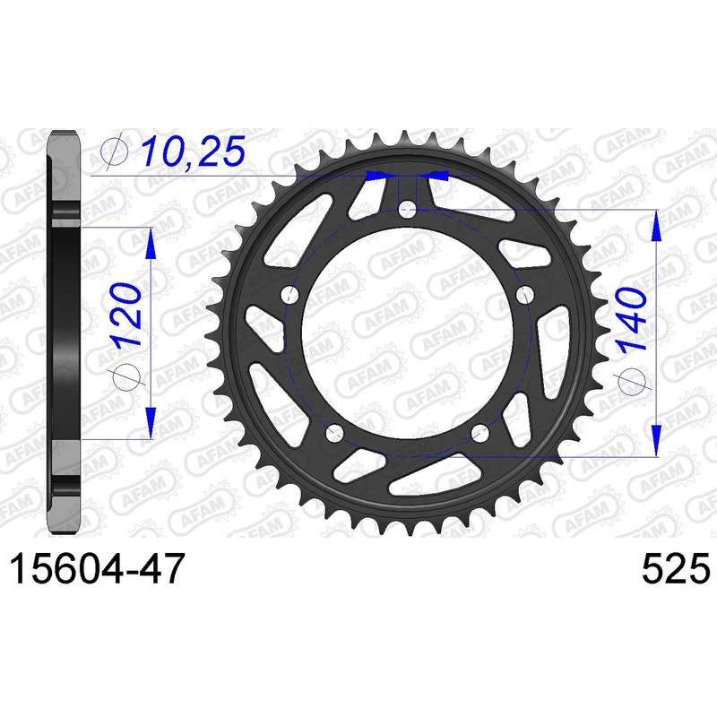 DC AFAM Couronne Aluminium 525 (47 dents)