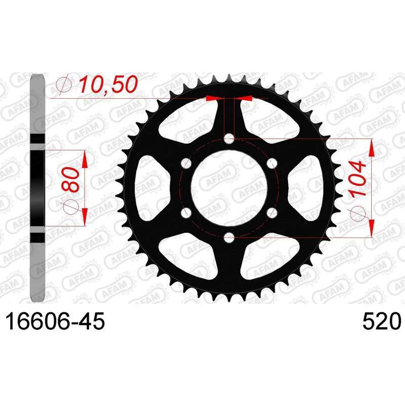 DC AFAM Couronne Inox 520 (45 dents)