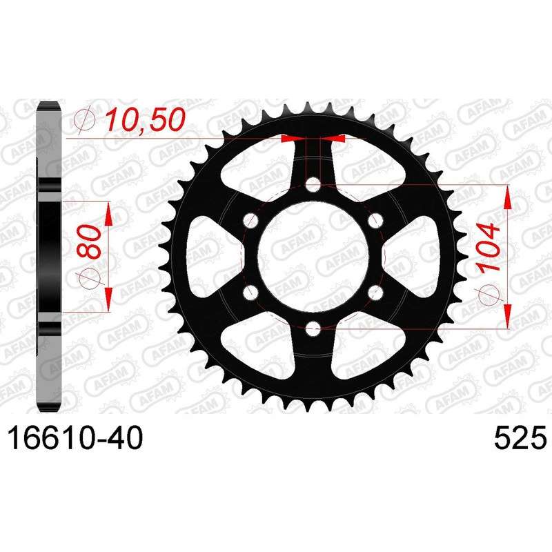 DC AFAM Couronne Inox 525 (40 dents)