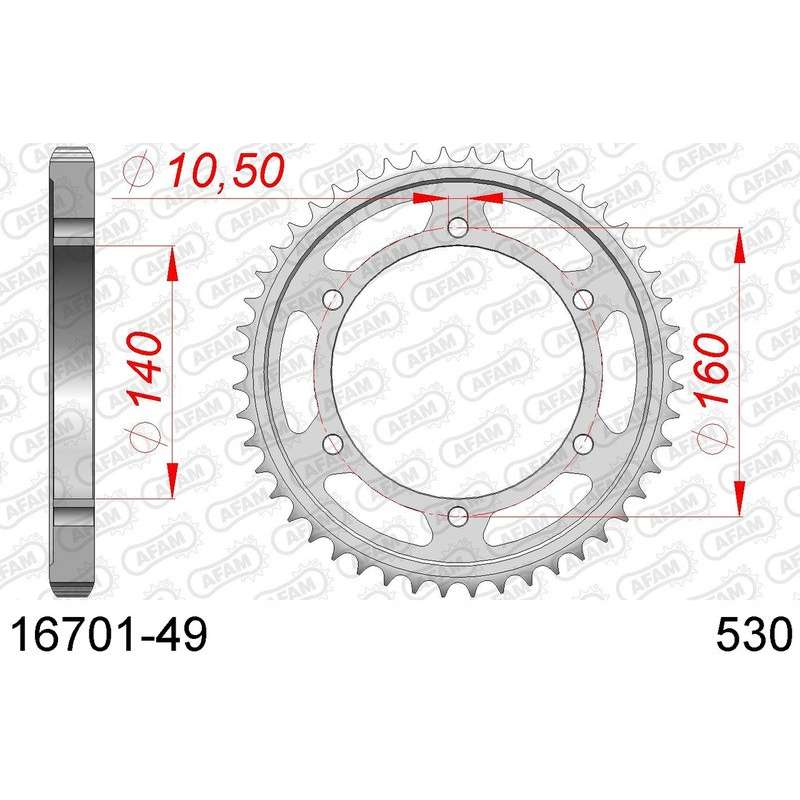 DC AFAM Couronne Inox 530 (49 dents)