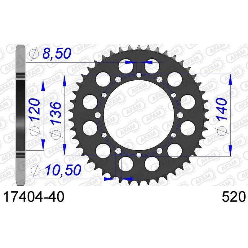 DC AFAM Couronne Aluminium 520 (40 dents)