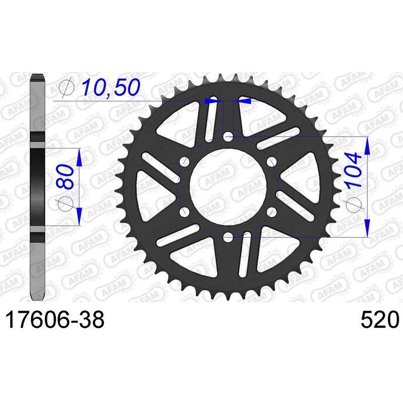 DC AFAM Couronne Aluminium 520 (38 dents)