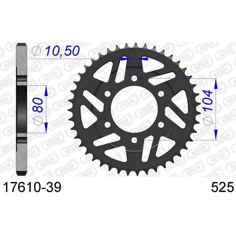 DC AFAM Couronne Aluminium 525 (39 dents)