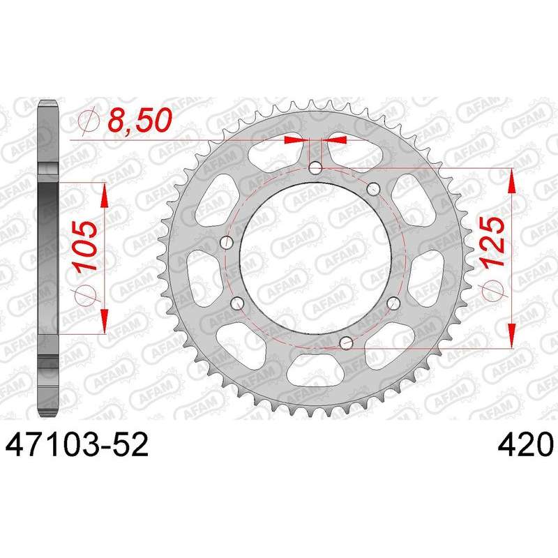 DC AFAM Couronne Inox 420 (52 dents)