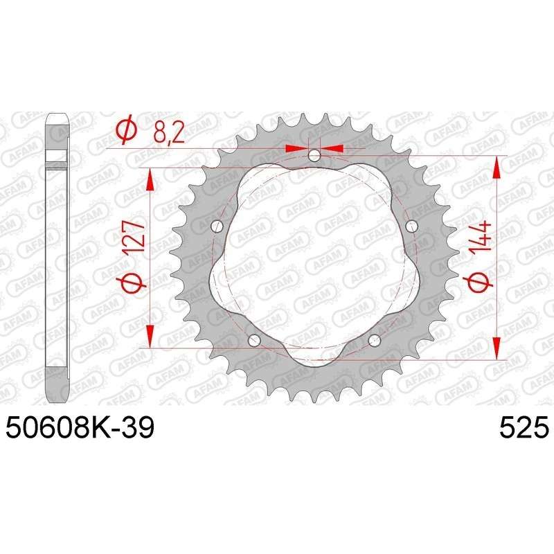 DC AFAM Kettenkranz Stahl 525 39 Zähne