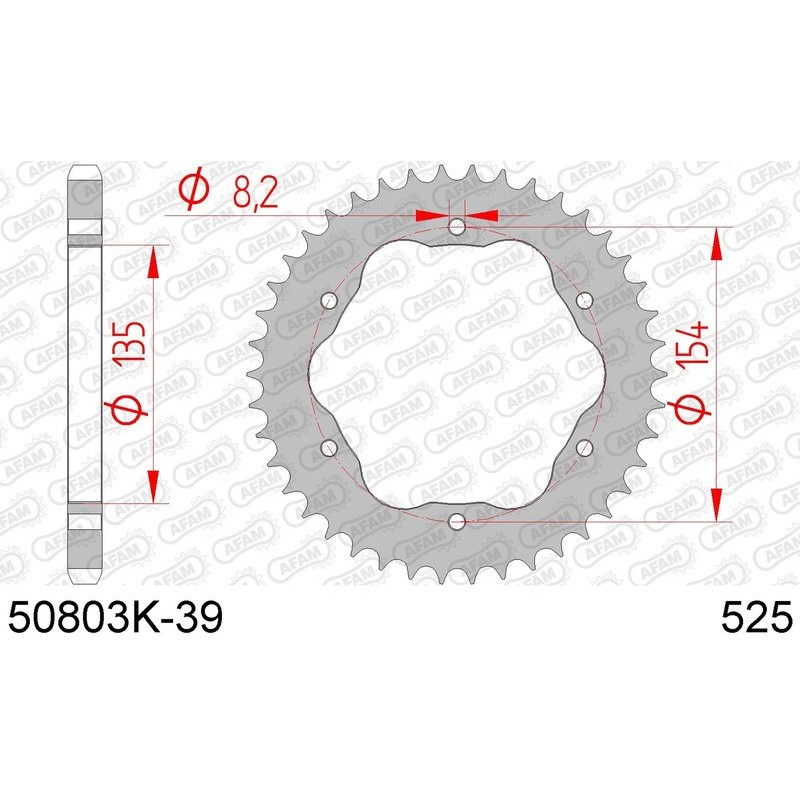 DC AFAM Couronne Inox 525 noir (39 dents)