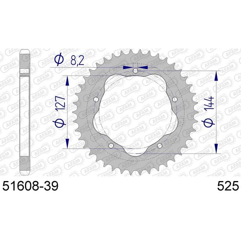 DC AFAM Couronne Aluminium 525 (39 dents)