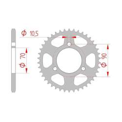 DC AFAM Couronne Aluminium 428 S/C (49 dents)