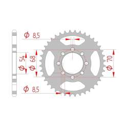 DC AFAM Couronne Aluminium 428 S/C (49 dents)