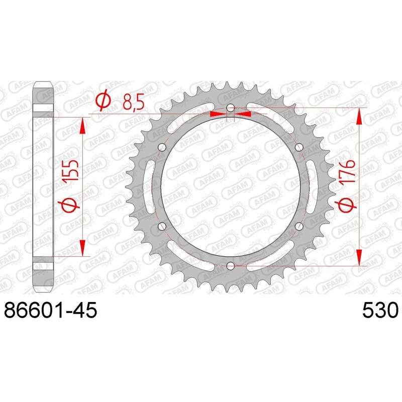 DC AFAM Couronne Inox 530 (45 dents)