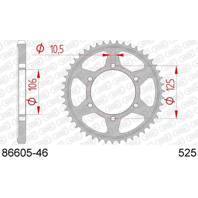 DC AFAM Kettenkranz Stahl 525 46 Zähne