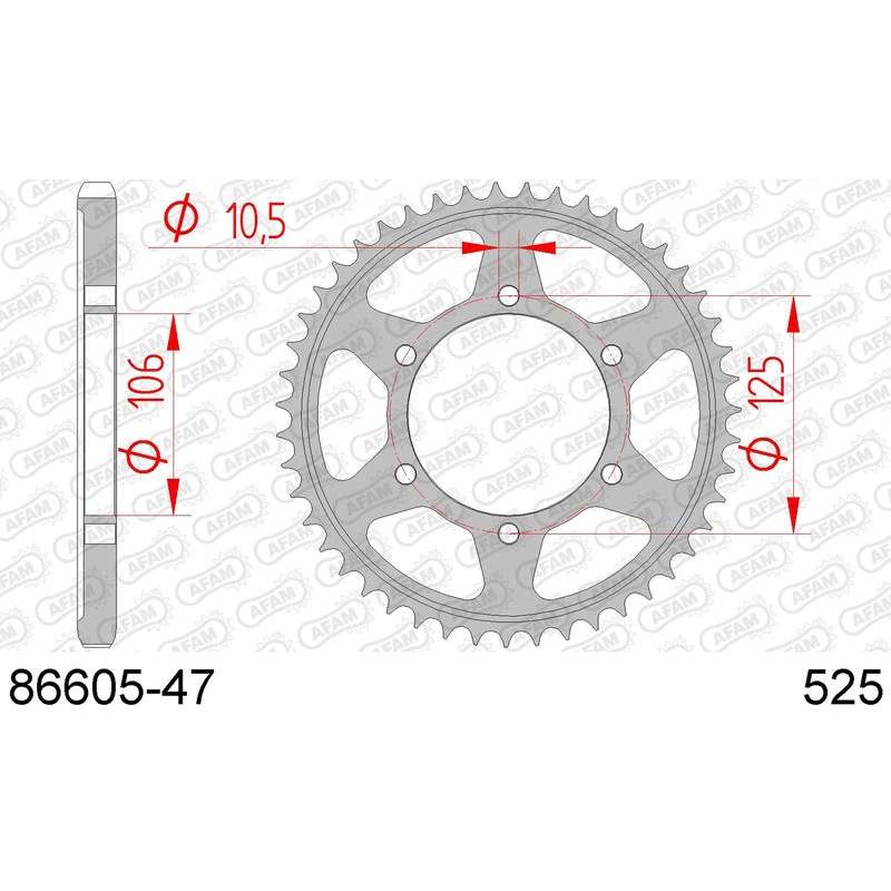 DC AFAM Couronne Inox 525 (47 dents)