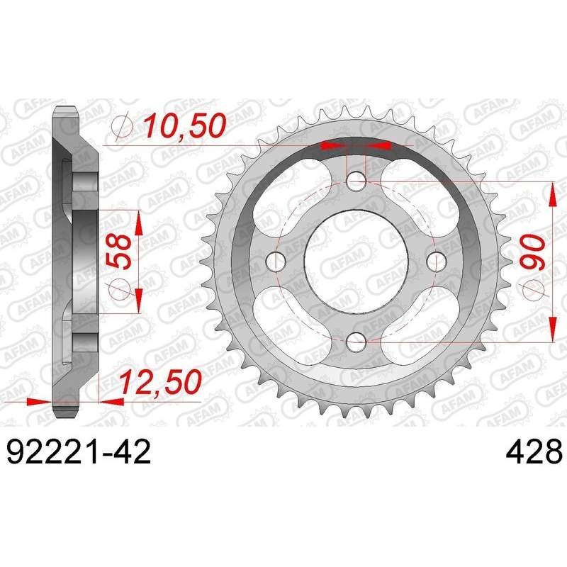 DC AFAM Kettenkranz Stahl 428 42 Zähne