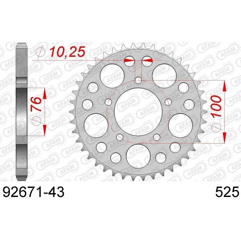 DC AFAM Kettenkranz Stahl 525 43 Zähne