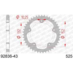 DC AFAM Couronne Inox 525 (43 dents)
