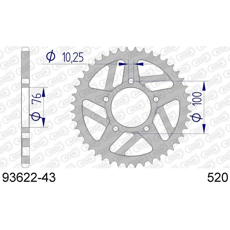 DC AFAM Couronne Aluminium 520 (43 dents)