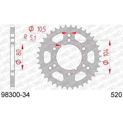 DC AFAM Couronne Inox 520 (34 dents)