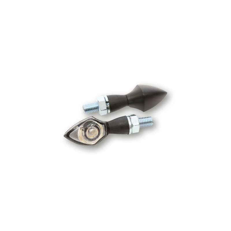 Highsider Clignotant LED PEN HEAD noir, verre clair, courte tige