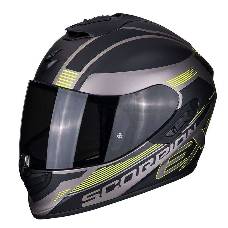 casque intégral Scorpion EXO-1400 AIR FREE Titanium Black-Neon Yellow