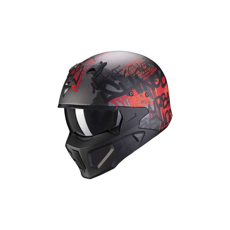 Casque modulable Scorpion COVERT-X WALL Dark Matt Silver-Red