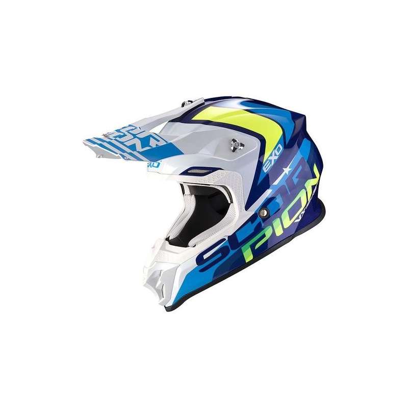 Casque Cross Scorpion VX-16 AIR NATION Blue-White-Neon Yellow