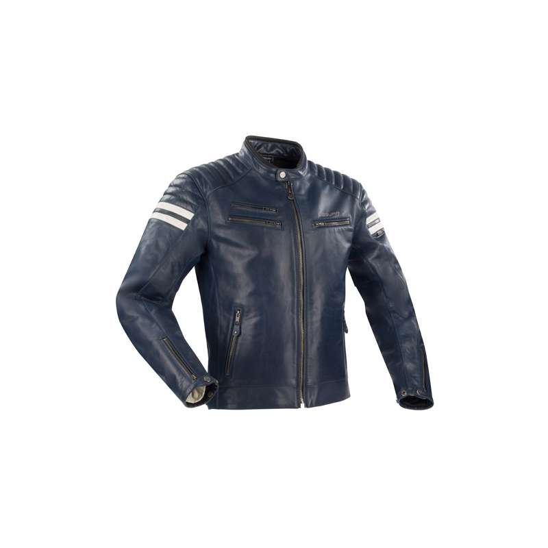 Veste Cuir Segura Funky - Navy, Blanc