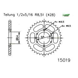 ZAHNKRANZ STAHL 428 (14215-51 / 50-15019-51 / JTR809.51)
