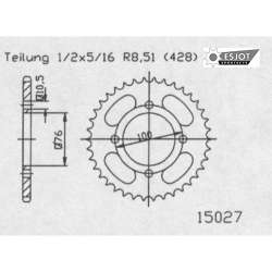 ZAHNKRANZ STAHL 428 (14208-47 / 50-15027 / JTR1806.47)