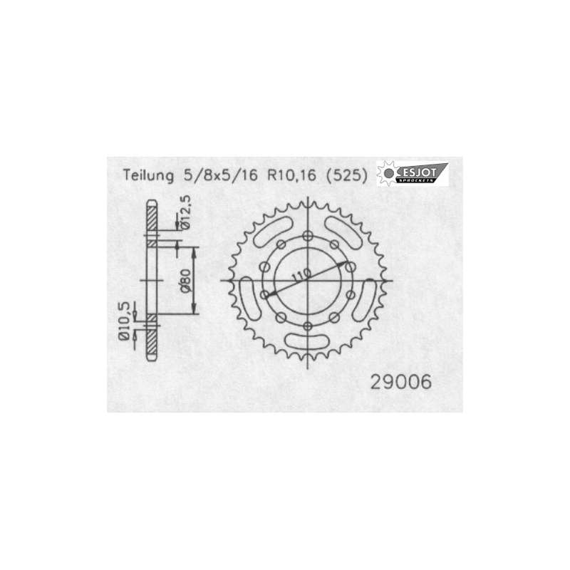 ZAHNKRANZ STAHL 525 (50-29006-43 / JTR1332.43)