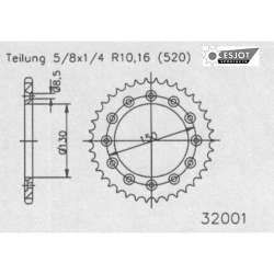 ZAHNKRANZ STAHL 520 (12323-44 / 50-32001-44 / JTR245/2.44)