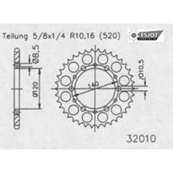 ZAHNKRANZ STAHL 520 (16302-44 / 50-32010-44 / JTR1490.44)