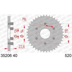 ZAHNKRANZ STAHL 520 (35206-40 / 50-32051-40 / JTR20.40)