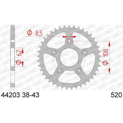 COURONNE ACIER 520 (44203-42 / 50-32055-42 / JTR701.42)