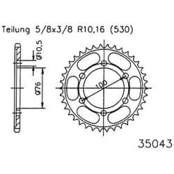COURONNE ACIER 530 (14503-43 / 50-35043-43 / JTR816.43)