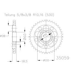 ZAHNKRANZ STAHL 530 (50900-40 / 50-35059-40)