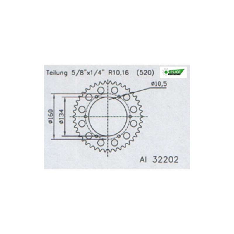 COURONNE ALU 520 (11618-40 / 51-32202-40 / JTA1308.40)