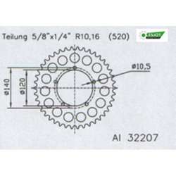 ZAHNKRANZ ALU 520 (15605-44 / 51-32207-44 / JTA1793.44)